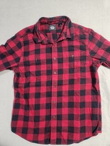 Dockers  Mens Large Red Black Plaid Buffalo Check Button Up Cotton Casual - $27.99