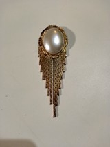 HUGE Vintage Victorian Revival Faux Pearl Waterfall Brooch M169 - £19.21 GBP