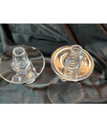 Vintage Pair of Two 2 Hand Blown Clear Art Glass Candlesticks Candle Hol... - $4,269.61 MXN