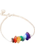 Xander Kostroma women&#39;s 7 chakra raw stone crystal bar bracelet in Silver - - £34.72 GBP