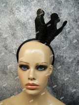 Black Glittery Mini Evil Queen Crown Headband Wicked Gothic Majesty Fanc... - $14.86 CAD