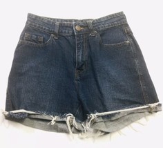 BDG Women&#39;s Distressed Frayed Denim Shorts Blue Dark Wash Sz 26 High Rise - £17.27 GBP