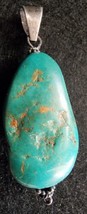 natural Nevada Blue Gem turquoise Nugget pendant 1940s - £391.08 GBP