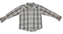 WRANGLER Retro Premium Western Pearl Snap Shirt Blue Plaid Long Sleeve M... - $23.75