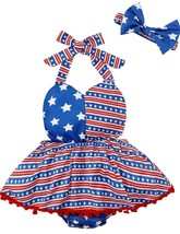 Infant 4th of July Romper Dress Baby Girl Independence Day Outfit 6-9 Mo... - £5.43 GBP
