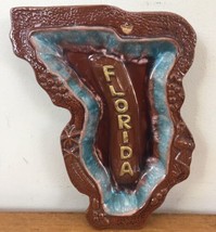 Vtg Florida Japan Redware Souvenir Ash Tray Wall Hanging Ceramic Trinket Dish 8&quot; - £23.59 GBP