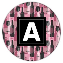 Elegant Wine Pattern : Gift Coaster Pale Pink Girlish Glass Bottle Best Friend D - £3.98 GBP