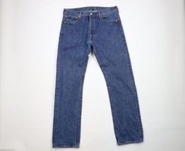 Levis 501 Mens 34x32 Faded Straight Leg Button Fly Denim Jeans Blue Cotton - £42.55 GBP