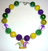Chunky Bubble Gum Bead Mardi Gras Necklace for Girls - $20.00
