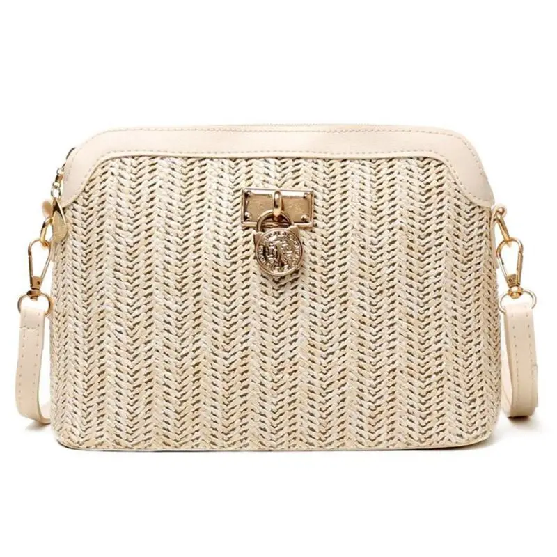 Women Ladies Crossbody Handbag Straw Woven Shoulder Bag Tote Purse Satchel - £14.47 GBP