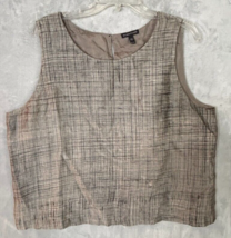 Eileen Fisher women&#39;s silk hand painted gray shell tank casual career size XL - £46.08 GBP