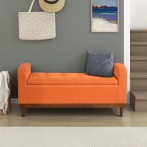 Lexicon Armed Fabric Storage Bench, Button-Tufted Storage Ottoman Bench,, Orange - £237.87 GBP