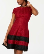 MSRP $59 Teeze Me Juniors&#39; Lace Fit &amp; Flare Dress Red Size 5 - £9.43 GBP