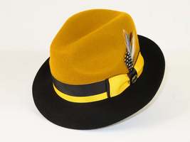 Men Bruno Capelo Dress Hat Australian Wool Fedora Caesar Gold Black Ca349 image 5