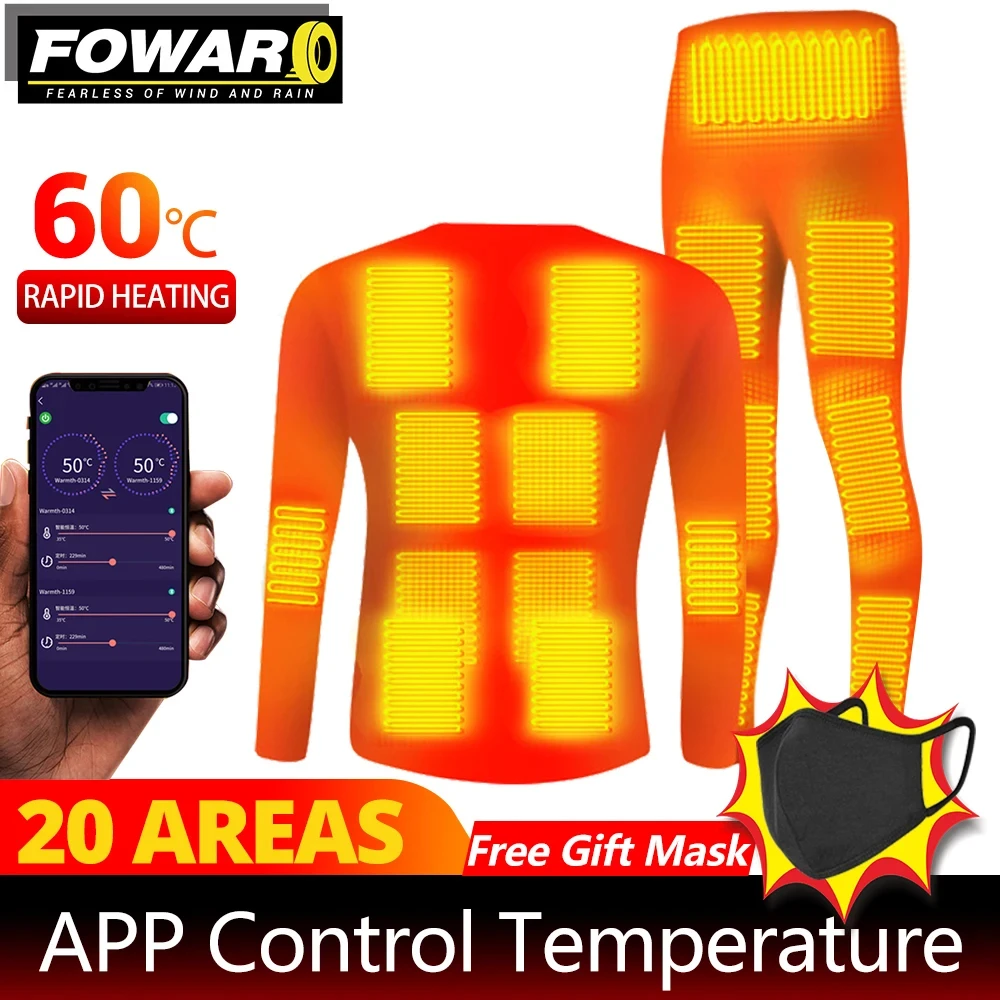 Heated Jacket Heated Underwear Ski Suit Electric Heating Clothing Fleece Thermal - £46.23 GBP+