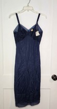 NWT Vintage Rogers Nylon Tricot Slip Nightie Navy Blue Lingerie Size 34 Bust - $14.03