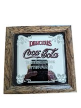 Coca-Cola Glass Sign in Wood Frame 5.5&quot; x 5.5&quot; Modern Sign With Retro Look - £7.12 GBP