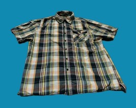 Gold Label Brand Men Shirt Size XL Multicolored Plaid Short Sleeve Pocke... - $14.96
