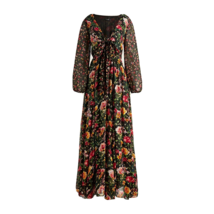 NWT J.Crew Tie-front Lurex® Maxi in Black Mixed Print Floral Metallic Dress M - £135.84 GBP