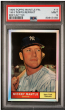 1996 Topps Mantle Finest 11 1961 Topps Reprint Refractor PSA 9 - A Shining Gem - £48.01 GBP