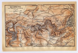 1913 Map Bode Gorge Bodetal Bodethal Harz Mountains Thale Treseburg Germany - £20.05 GBP