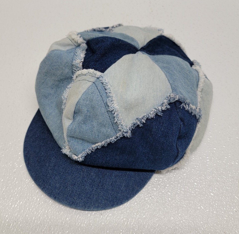 Vintage Denim Patchwork Floppy Hat Elegant Headwear Girls Small Womens S... - $74.15