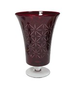 Partylite Cranberry Pedestal Vase Romantic Decor Garnet Star Pattern 13 ... - £43.84 GBP
