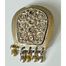 Ornate 925 Sterling Silver Made In Israel Fringed Brooch Sky - £28.45 GBP