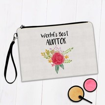 World&#39;s Best Auditor : Gift Makeup Bag Work Job Cute Flower Christmas Birthday - £9.64 GBP+