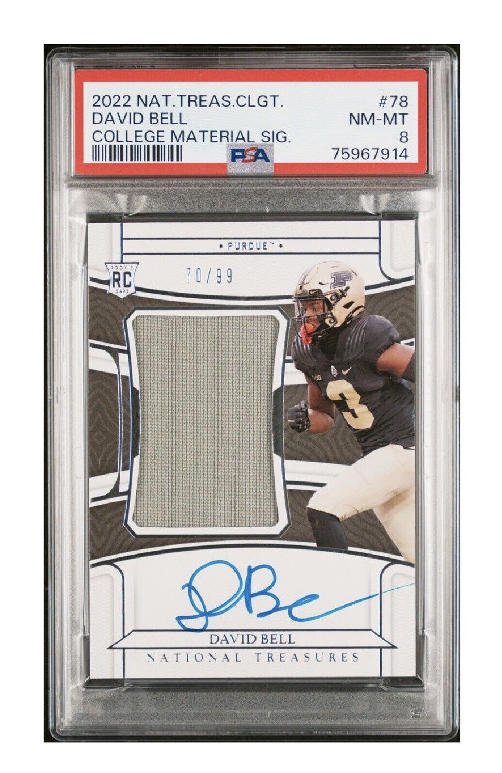 Primary image for David Bell RC 2022 National Treasures Patch Auto On Card Auto #/99 PSA 8 -Browns
