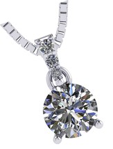 Round Solitaire Simulated Diamond Necklace in Solid - £92.09 GBP