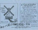 Doug and Shirl&#39;s Family Food &amp; Fun Dutch Buffet Menu Pella Iowa 1986 - $17.82
