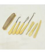 Bakelite Handles Manicure Pedicure Set Travel Grooming Kit 8 pcs Antique - $28.41