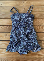 kim gravel NWOT skirted one piece swimsuit size 6 Black white Animal Pri... - $19.70
