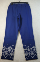 Isaac Mizrahi Live Pants Womens Size 4 Blue Cotton Pockets Elastic Waist Pull On - £16.51 GBP