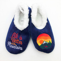 Snoozies Men&#39;s Slippers  Life is Better in the Mountains Large 11/12 Blue - $14.84