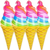 Rainbow Ice Cream Cone Inflates, Set Of 4, Inflatable Icecream Toys With Vibrant - £23.43 GBP