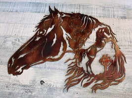 Horse in a Horse Scene Metal Art   20&quot; x 16&quot; - £39.01 GBP