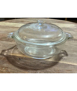 Vintage Glasbake 2 Quart Round Clear Glass Casserole Baking Dish W Lid C... - $16.67 CAD