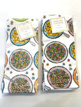 Deborah Connolly Home Kitchen Towels Cereal Pattern Print 2 Pack of 2 NEW - £22.59 GBP