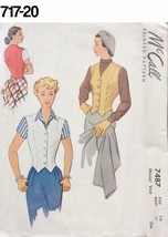VTG 1950s Sewing Pattern Simplicity #7487 Size 16 Bust 34 Misses&#39; Vest W... - $23.76
