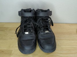 Size 12 - Nike Air Force 1 Mid &#39;19 Triple Black 315123-001 take a look! - £63.10 GBP