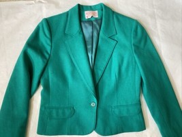Pendleton Virgin Wool Single Button  Blazer Green S/M Petite Women FLAW - £15.58 GBP