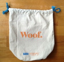 Dog Woof Bark Accessory Drawstring Natural Canvas Fabric Bag  - £11.85 GBP