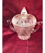 Crystal Iris And Herringbone Sugar Bowl With Lid Depression Glass - $19.99