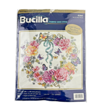 Bucilla Cross Stitch Rose Ivy Heart Wreath Kit 42464 Missing Needles - $19.26