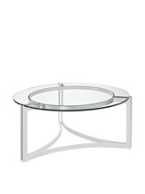 Modway Signet Modern Tempered Glass Stainless Steel Round Coffee Table In Silver - £218.02 GBP