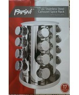 Parini Brand ~ 17 Piece Stainless Steel ~ Carousel Spice Rack Tower ~ Gl... - $44.88