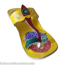 Women Slippers Indian Handmade Casual Leather Flip-Flops Yellow US 6 - £34.47 GBP