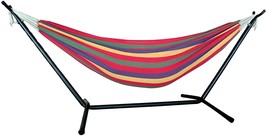 Tropical Stripe Double Classic 2 Person Hammock With Stand - £177.63 GBP